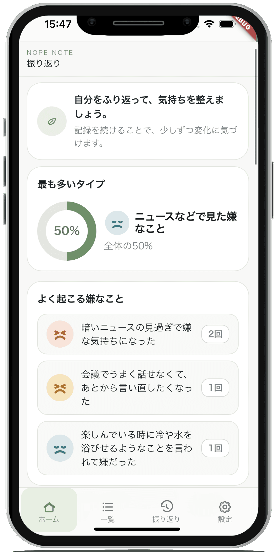 振り返り画面